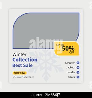 modello di post sui social media della moda invernale Illustrazione Vettoriale