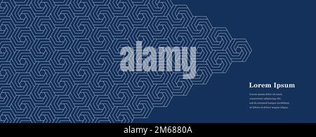 astratto esagono bianco navy, sfondo a trama geometrica, disegno poligonale, concetto tecnologico Foto Stock