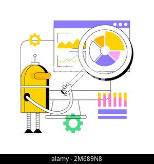 Illustrazione vettoriale del concetto astratto di automazione dei processi robotizzati. Automazione dei processi aziendali, servizio robot, elaborazione automatizzata, elaborazione digitale basata su intelligenza artificiale Illustrazione Vettoriale