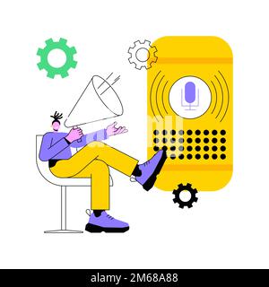 Illustrazione vettoriale del concetto astratto del controllo vocale. Sistema di comando vocale, funzione di accessibilità, tecnologia di riconoscimento vocale, dispositivo vivavoce ACTACS Illustrazione Vettoriale