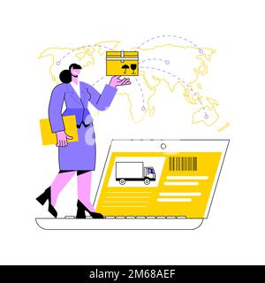 Illustrazione vettoriale del concetto astratto di logistica aziendale. Tecnologie di logistica intelligenti, servizio di consegna commerciale, trasporto di affari in tutto il mondo, Illustrazione Vettoriale