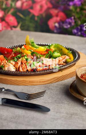 Tradizionale fajitas di manzo messicano chiamato anche alambre. Foto Stock