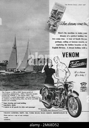 Velocette Venom - Pubblicità moto d'epoca Foto Stock