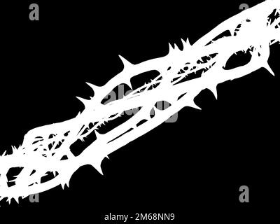 Sagome di rami di spine intessute in una forma a corona raffigurante la crocifissione - 3D render Foto Stock