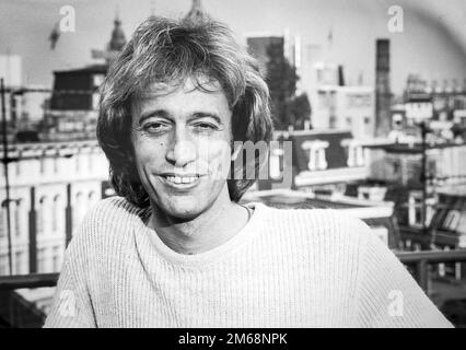 Portret di Robin Gibb, cantante in de gruppo musicale The Bee Gees. Amsterdam - Paesi Bassi 1985. vvvbvanbree fotografie Foto Stock