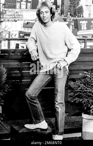 Portret di Robin Gibb, cantante in de gruppo musicale The Bee Gees. Amsterdam - Paesi Bassi 1985. vvvbvanbree fotografie Foto Stock