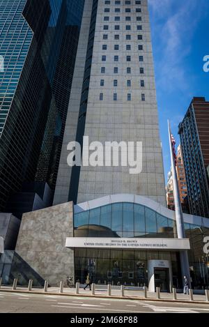 Ronald H. Brown Missione degli Stati Uniti presso l'edificio delle Nazioni Unite, 1st Avenue, Midtown Manhattan, New York City, USA Foto Stock
