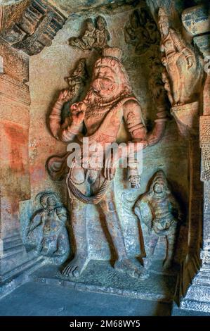 Heritage-Cave Templi di BADAMI Chalukyan re Mangalesa (593-610 d.C.)-Karnataka-INDIA Foto Stock