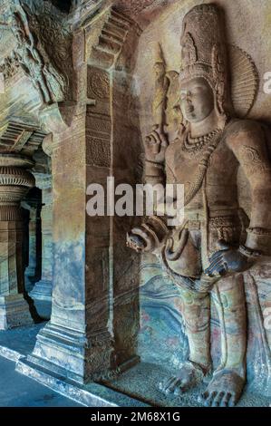 Heritage-Cave Templi di BADAMI Chalukyan re Mangalesa (593-610 d.C.)-Karnataka-INDIA Foto Stock