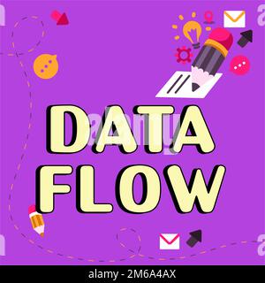 Segnale che visualizza il flusso di dati. Foto concettuale lo spostamento dei dati attraverso un sistema composto da software Foto Stock
