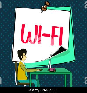 Didascalia concettuale Wi Fi. Tecnologie radio di approccio aziendale comunemente utilizzate per le reti locali wireless Foto Stock