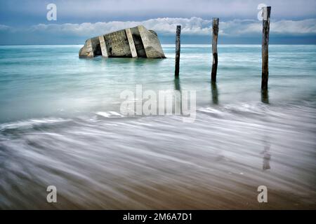 Atlantikwall, Wissant, Nord-Pas-de-Calais, Francia Foto Stock