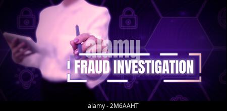 Visualizzazione concettuale analisi delle frodi. Concetto che significa processo di determinare se è avvenuta una truffa Foto Stock