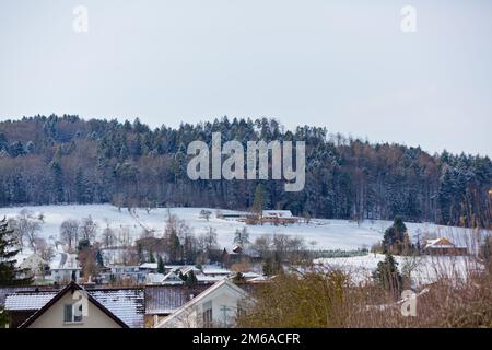 Reinach Village in inverno, Canton Argovia, Svizzera Foto Stock