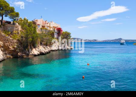 Cala Fornells Vista a Paguera, Maiorca Foto Stock