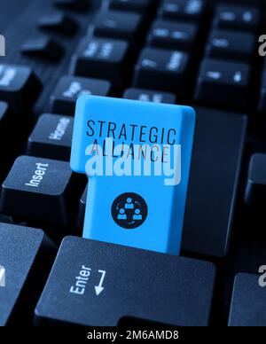 Presentazione concettuale Alleanza strategica. Business vetrina un legame tra stati, partiti, individui sul raggiungimento degli obiettivi Foto Stock