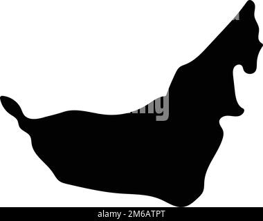 Mappa delle silhouette degli Emirati Arabi Uniti. Vettore modificabile. Illustrazione Vettoriale