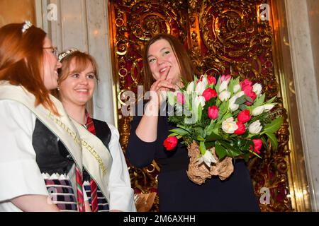 Neujahrsempfang des Senats im Hamburger Rathaus. Amburgo, 01.01.2023.Beim traditionellen Neujahrsempfang des Hamburger Senats überbringen jährlich run Foto Stock