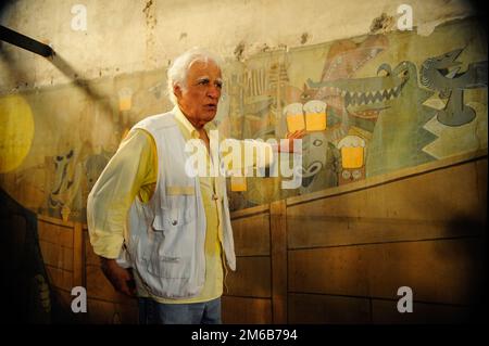 Ritratto di Ziraldo comico brasiliano creatore, autore, pittore e scrittore. Ziraldo Alves Pinto è un giornalista con diversi libri pubblicati e murale Foto Stock