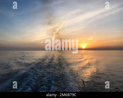 Mediterraneo, traghetto GNV da Tangeri a Genova, Paesaggio Foto Stock