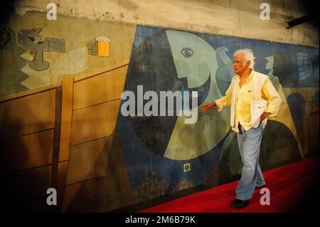 Ritratto di Ziraldo comico brasiliano creatore, autore, pittore e scrittore. Ziraldo Alves Pinto è un giornalista con diversi libri pubblicati e murale Foto Stock