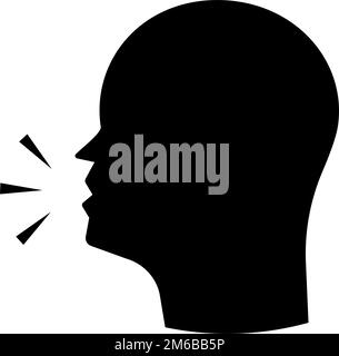 Icona della silhouette parlante. Conversazione e conversazione. Vettore modificabile. Illustrazione Vettoriale