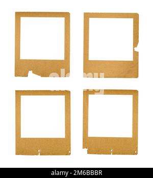 Set di vecchi vetrini di carta su sfondo isolato Foto Stock