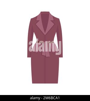 Illustrazione vettoriale del cappotto classico delle donne. Cappotto moderno alla moda da donna. Icona isolata su sfondo bianco. EPS 10 Illustrazione Vettoriale