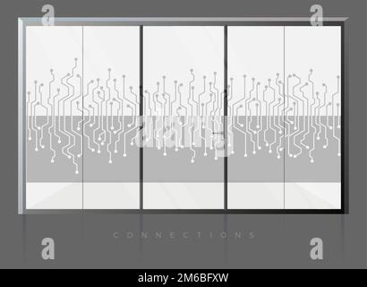 Wall Graphic - pellicola smerigliata in vinile - tema linee di circuito stampato - Stock Illustration come file EPS 10 Illustrazione Vettoriale