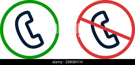 Chiamate vietate e chiamate consentite. Vettore modificabile. Illustrazione Vettoriale