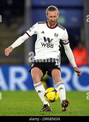 Il Tim di Fulham è in azione durante la partita della Premier League al King Power Stadium di Leicester. Data immagine: Martedì 3 gennaio 2023. Foto Stock