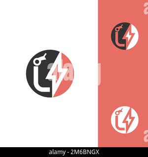 i Logo lettera. Logo di illuminazione con lettera i. Logo bullone. Logo Thunder.EPS 10 Illustrazione Vettoriale