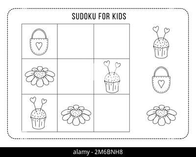 Sudoku per bambini in età prescolare. Gioco logico con animali da fattoria  carino Immagine e Vettoriale - Alamy