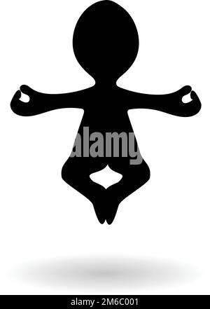Forma del carattere uomo, carattere meditante isolato su sfondo bianco, illustrazione vettoriale. Yoga pratica, levitazione Illustrazione Vettoriale