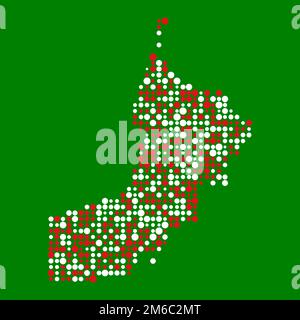 Oman Map Silhouette pixelated generative pattern Illustration Illustrazione Vettoriale