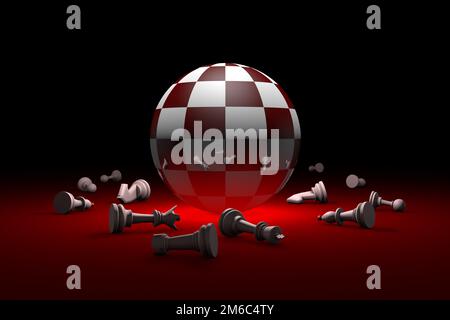 Relax profondo (metafora degli scacchi). Illustrazione di rendering 3D. Spazio libero per il testo. Foto Stock