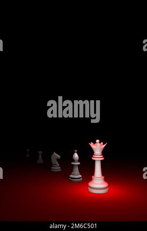 Crescita della carriera (metafora degli scacchi). Illustrazione di rendering 3D. Spazio libero per il testo. Foto Stock