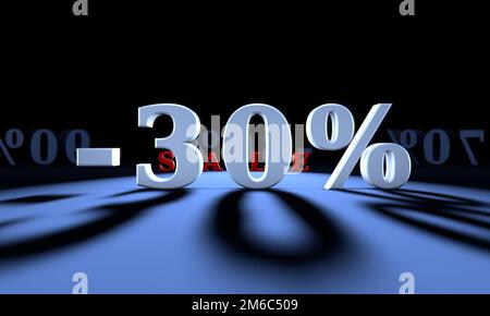 -30% di sconti significativi per i beni e i servizi. Grande favorevolmente Foto Stock