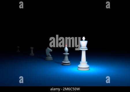 Grande autorità (metafora degli scacchi). Illustrazione di rendering 3D. Spazio libero per il testo. Foto Stock