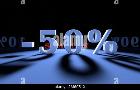 -50% di sconti significativi per i beni e i servizi. Grande dumping Foto Stock