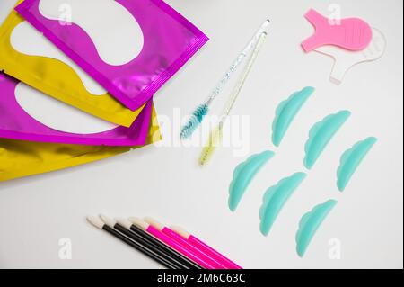 Set per la laminazione delle ciglia. Procedura di trattamento delle ciglia. Foto Stock