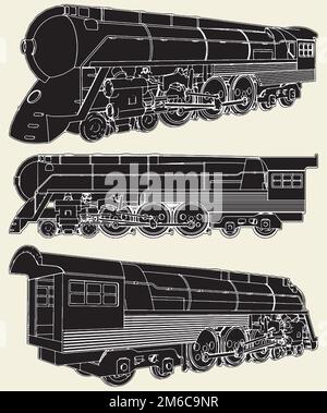 Antica locomotiva Vector Illustrazione Vettoriale