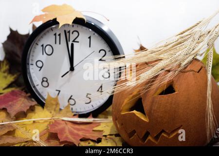 Zucca di Halloween jack testa lanterna Foto Stock