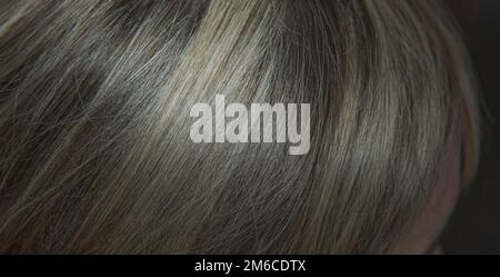 La struttura dei capelli precedentemente tinti prima della colorazione primo piano Foto Stock