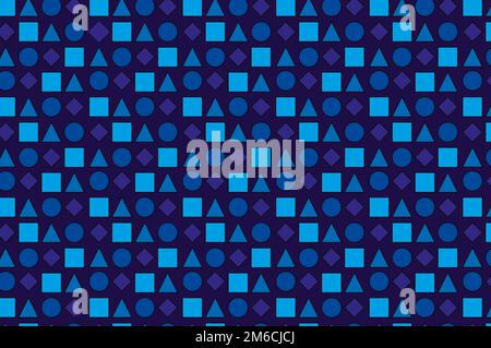 Pattern senza cuciture di forme geometriche di forme diverse in tonalità blu Foto Stock