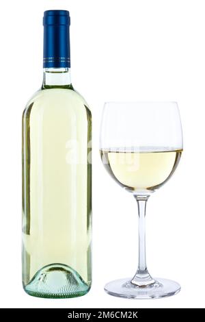 Vino bottiglia vino vetro vino bottiglia vetro vino bianco vino bianco bevande alcoliche esentate Foto Stock