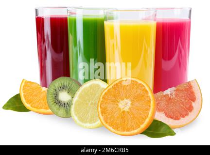 Frullati di succo in vetro frutta arance succo di frutta cutout isolato Foto Stock