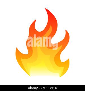 Rosso fuoco icona piatta isolati su sfondo bianco per il pericolo di un concetto o di un logo design. Fiamma e rosso fuoco icona. Foto Stock