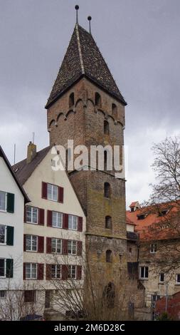 Antica torre di guardia dei monumenti medievali di ulm Foto Stock