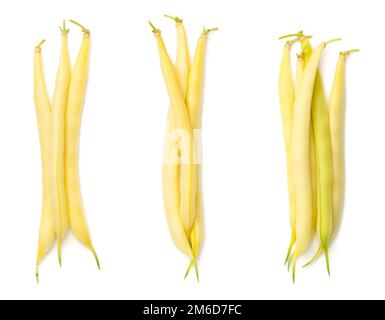 Fagioli gialli isolati su sfondo bianco Foto Stock